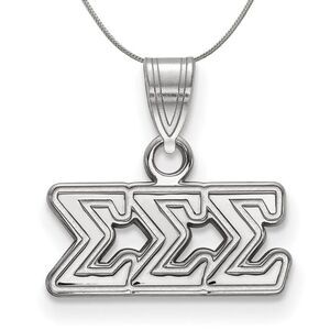 Sterling Silver Sigma Sigma Sigma Small Greek Necklace - 24 Inch